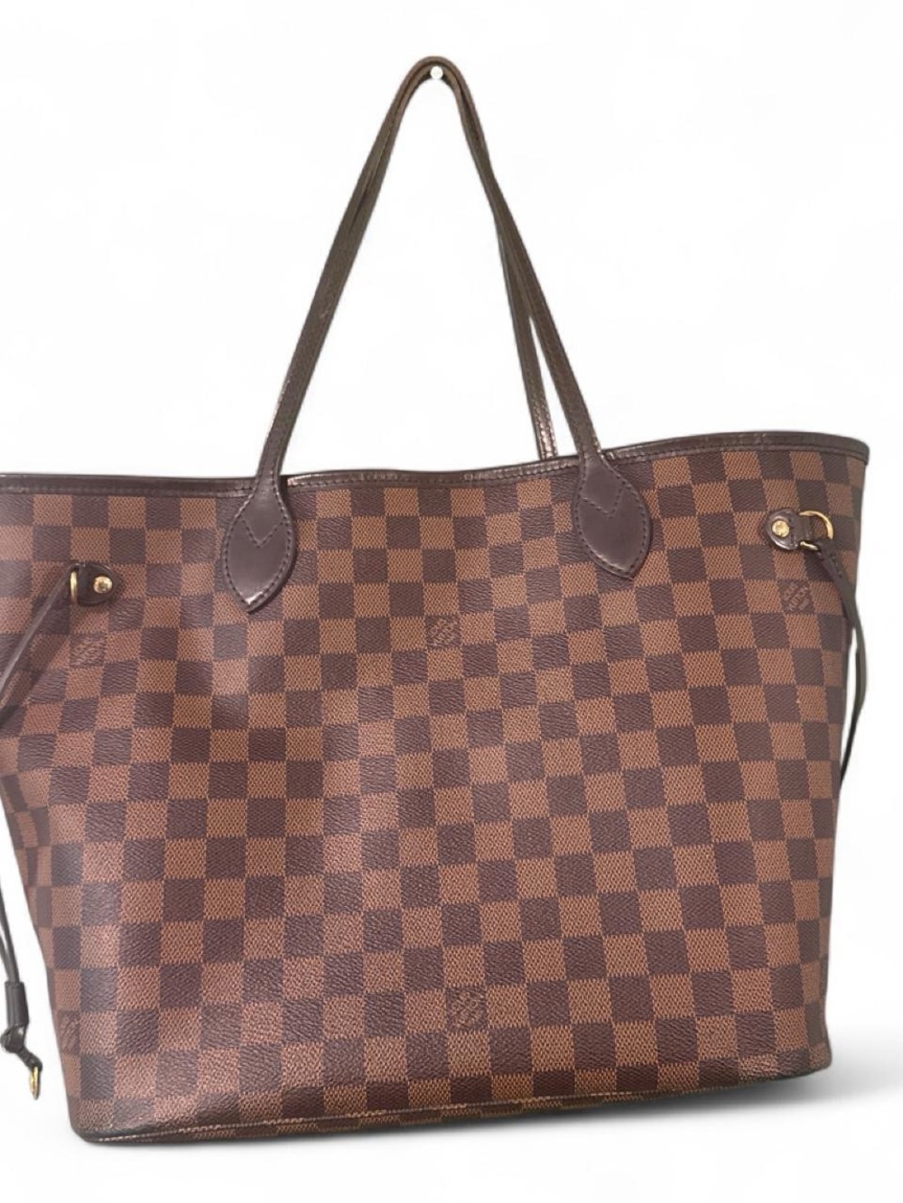 Damier Ebene Neverfull Louis Vuitton brown and beige checkered tote bag